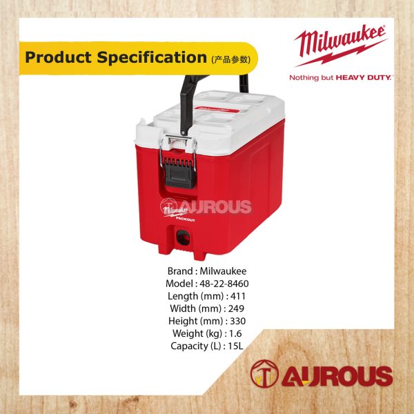 MILWAUKEE PACKOUT 15L COMPACT COOLER IP65 RATED PROTECTION (48-22-8460) - Image 5