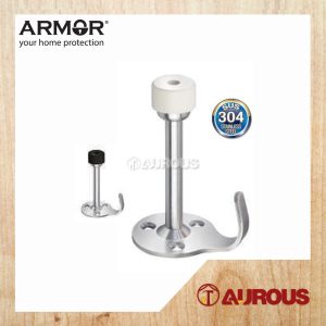 ARMOR STAINLESS STEEL SUS304 DOOR STOPPER WITH HOOK & RUBBER BUMPER (ADS-712B/SS , ADS-712W/SS)