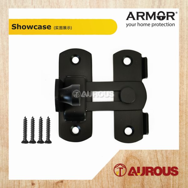 ARMOR STAINLESS STEEL SUS304 SWING BOLT 90 DEGREE SLIDING BORN DOOR LATCH AND CATCHES (ADB-010/MB) - Image 3