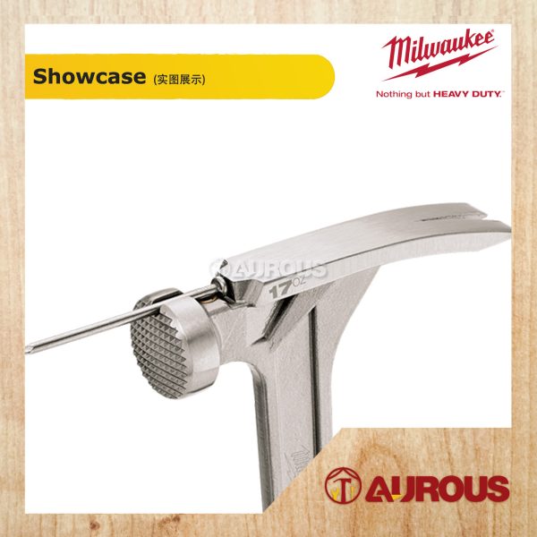 MILWAUKEE 17 OZ MILLED FACE FRAMING HAMMER CLAW HAMMER 48-22-9016 - Image 2
