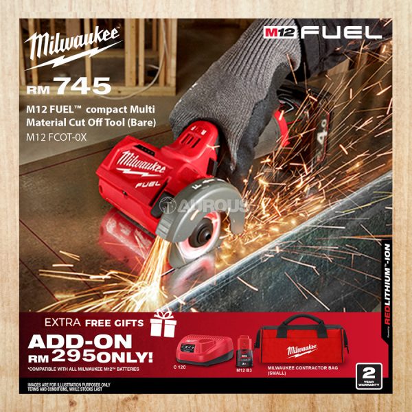 MILWAUKEE M12 FUEL SUB COMPACT MULTI MATERIAL CUT OFF TOOL M12 FCOT-0X [BARE TOOL]