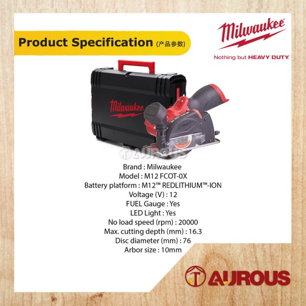 MILWAUKEE M12 FUEL SUB COMPACT MULTI MATERIAL CUT OFF TOOL M12 FCOT-0X [BARE TOOL] - Image 6