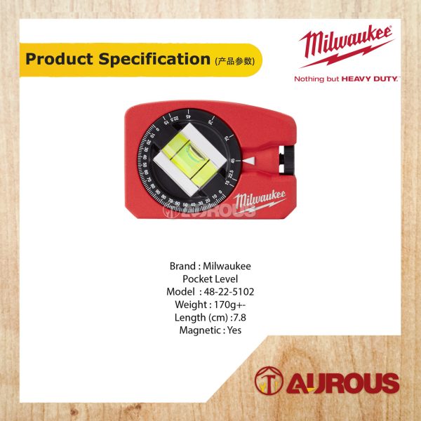 MILWAUKEE 360 DEGREE POCKET LEVEL WITH MAGNET 48-22-5102 - Image 5