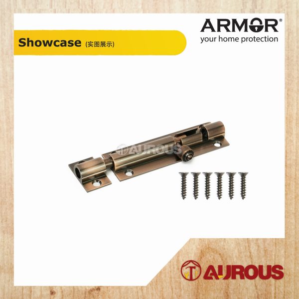 ARMOR ALUMINIUM SLIDE LATCH BARREL BOLT SECURITY DOOR LOCK ADB-1000 SERIES ( SN / AC / MB ) - Image 11