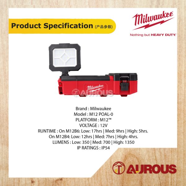 MILWAUKEE M12 PACKOUT AREA LIGHT/CHARGER M12 POAL-0 (BARE TOOL) - Image 8