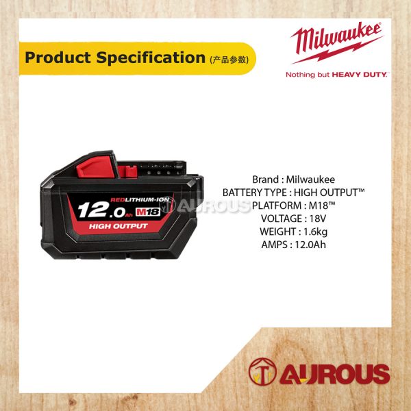 MILWAUKEE HIGH OUTPUT LITHIUM ION BATTERY M18 HB12 12.0Ah - Image 4