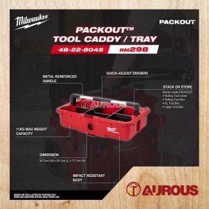 MILWAUKEE PACKOUT TOOL CADDY / TRAY 48-22-8045 (MAX CAPACITY 11.3KG)