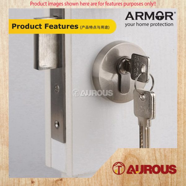ARMOR STAINLESS STEEL DEAD LOCK SET WITH PROFILE CYLINDER ADL-41054 (SINGLE / DOUBLE) - Image 6