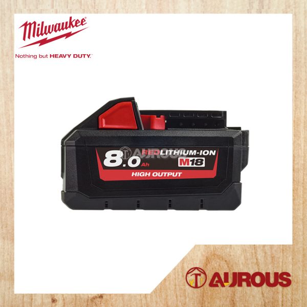 MILWAUKEE HIGH OUTPUT 8.0 Ah M18 RED LITHIUM-ION BATTERY M18 HB8 ASIA - Image 2