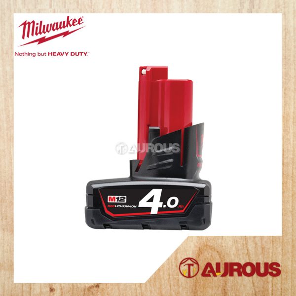 MILWAUKEE M12 4.0Ah RED REDLITHIUM-ION BATTERY M12 B4 - Image 2