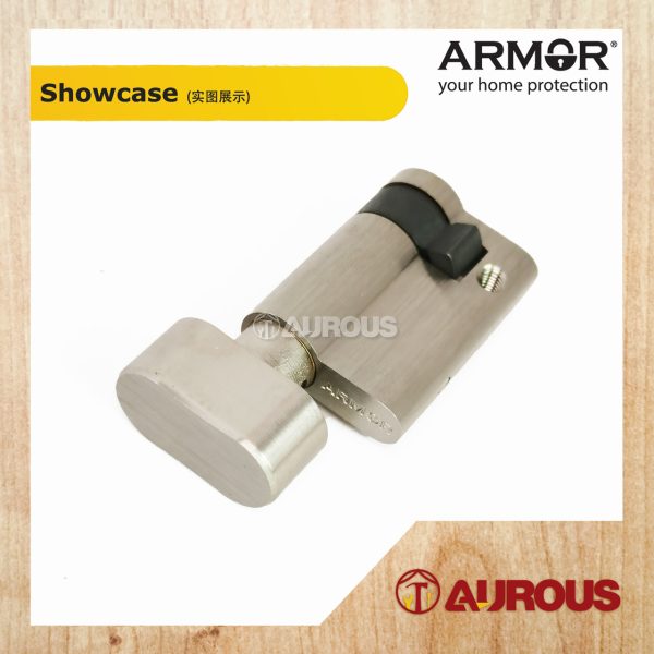 ARMOR EURO PROFILE 45MM SOLID BRASS ONE SIDED THUMBTURN CYLINDER (APC-AT45MM/SN/VP) - Image 2