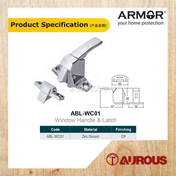 ARMOR WINDOW CATCH LOCK HANDLE & LATCH (ABL-WC01/CR ''R'' NA) - Image 4