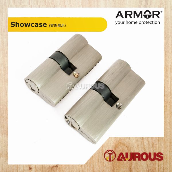 ARMOR EURO PROFILE SOLID BRASS DOUBLE KEY CYLINDER APC-AD60/70MM (SN/MB) - Image 2