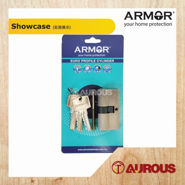 ARMOR EURO PROFILE SOLID BRASS DOUBLE KEY CYLINDER APC-AD60/70MM (SN/MB) - Image 4