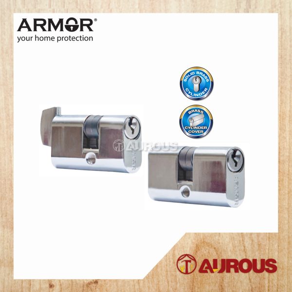 ARMOR EURO PROFILE SOLID BRASS SINGLE KEY & THUMBTURN APC-BS55MM / DOUBLE KEY CYLINDER APC-BD55MM