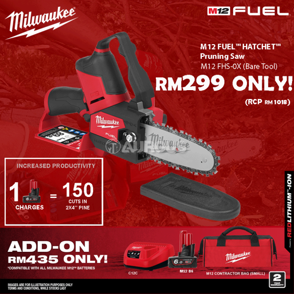 MILWAUKEE M12 FUEL HATCHET PRUNING SAW M12 FHS-0X 152MM 6 INCH [BARE TOOL]