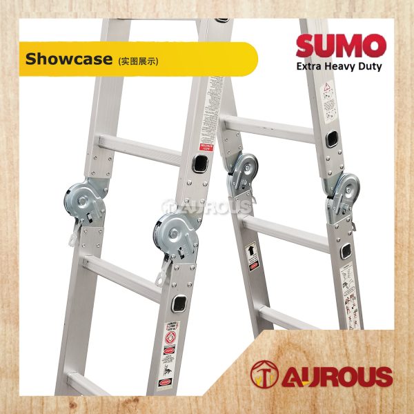SUMO KING HEAVY DUTY SOLID ALUMINIUM FOLDABLE MULTI PURPOSE LADDER MP SERIES (12 TO 16 STEPS) - Image 4