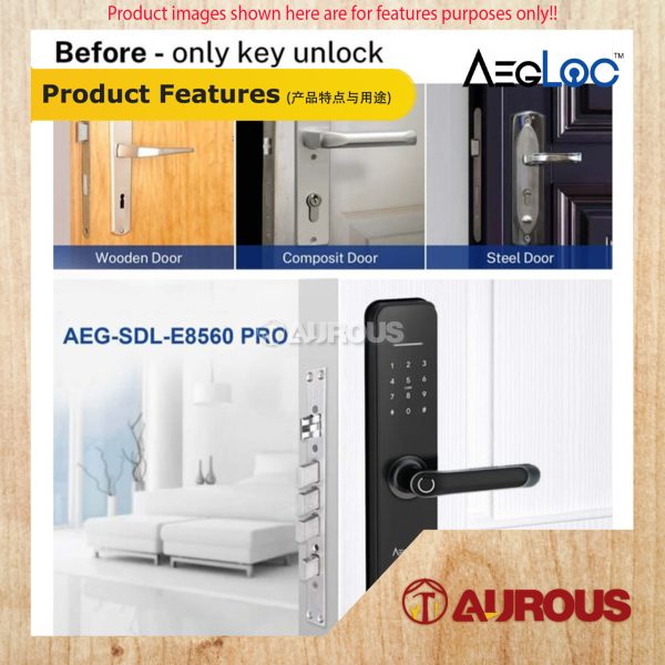 ARMOR AEGLOC DIGITAL FINGERPRINT SMART LEVER LOCK SECURITY LOCK AEG-SDL-E8560 PRO - Image 6