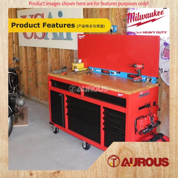 MILWAUKEE 61'' MOBILE WORK STATION WITH HARDWOOD TOP & 11 DRAWER (48-22-8562A) - Image 8