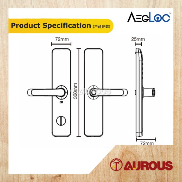 ARMOR AEGLOC DIGITAL FINGERPRINT SMART LEVER LOCK SECURITY LOCK AEG-SDL-E8560 PRO - Image 5