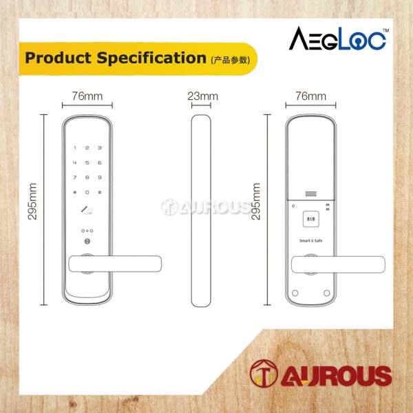 ARMOR AEGLOC DIGITAL FINGERPRINT SMART DIGITAL LEVEL DOOR SECURITY LOCK (AEG-SDL-K300) - Image 5