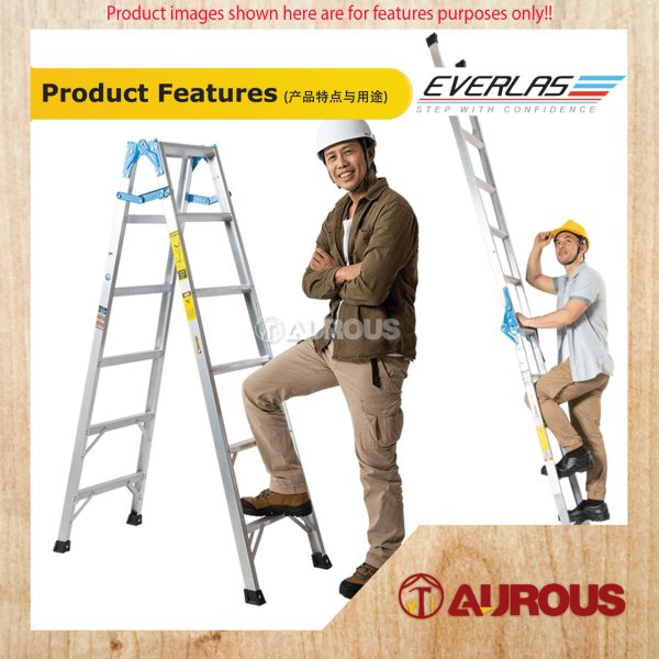 EVERLAS ALUMIMIUM DUAL PURPOSE FOLDABLE DOUBLE SIDED LADDER DP SERIES (5 TO 8 STEPS) - Image 6