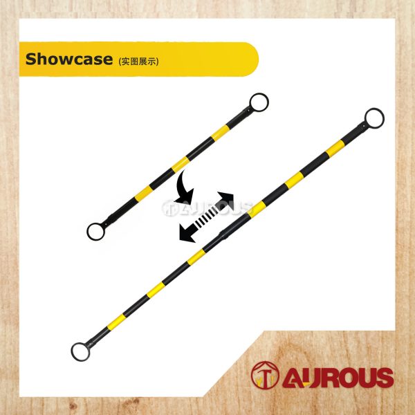 2 METER EXPANDABLE RETRACTABLE CONE BAR POLE TRAFFIC CONNECTING EXTENSION POLE FOR ROAD (BLACK+YELLOW / RED+WHITE) - 1 UNIT - Image 5