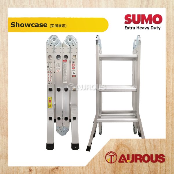 SUMO KING HEAVY DUTY SOLID ALUMINIUM FOLDABLE MULTI PURPOSE LADDER MP SERIES (12 TO 16 STEPS) - Image 3