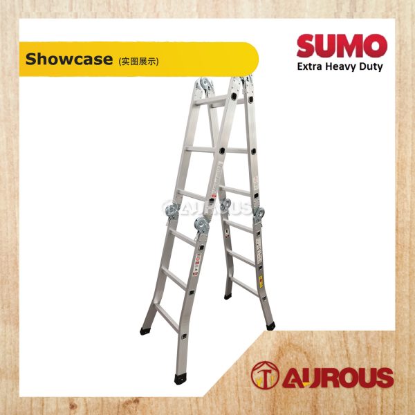 SUMO KING HEAVY DUTY SOLID ALUMINIUM FOLDABLE MULTI PURPOSE LADDER MP SERIES (12 TO 16 STEPS) - Image 2