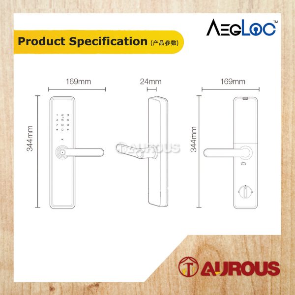 ARMOR AEGLOC DIGITAL FINGERPRINT SMART LEVER DOOR SECURITY LOCK (AEG-SDL-A300) - Image 5