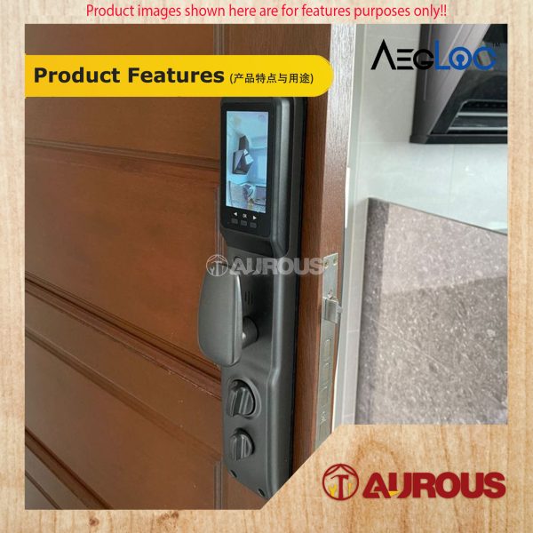 ARMOR AEGLOC 3D FACE SMART PUSH PULL DIGITAL SECURITY DOOR LOCK AEG-SDL-SD500P PRO/GREY - Image 6