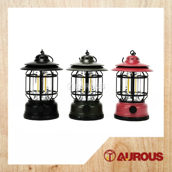 RECHARGEABLE L-27 LED VINTAGE LANTERN LIGHT HANGING OUTDOOR LAMP FOR CAMPING (BLACK/GREEN/RED)