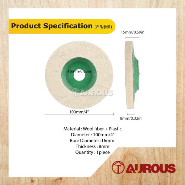 4"/100MM WOOL POLISHING FELT WHEEL BUFFING DISC PLATE (1 PIECE) - Image 6