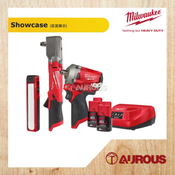 MILWAUKEE M12 FUEL AUTOMOTIVE COMBO (M12 FIWF12-302C + M12 FRAIWF12-0 + L4 FL-301 + FREE M12 FDGS-0) - Image 2