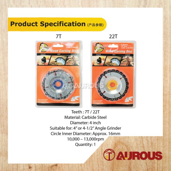 4'' WOOD CARVING DISC CHAINSAW CUTTING DISC BLADE WOOD GRINDER ANGLE GRINDER CIRCULAR BLADE (7T / 22T) - Image 4