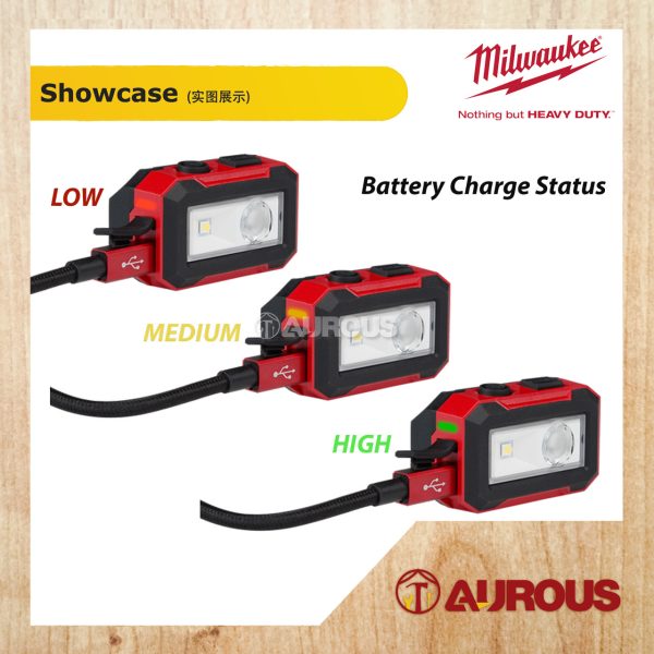 MILWAUKEE IP54 INTERNAL RECHARGEABLE 450 MAX LUMENS LED HEADLAMP (IR HL450) - Image 6
