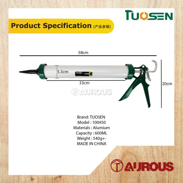 TUOSEN 600ML CAPACITY SAUSAGE CAULKING SILICONE GUN 100450 - Image 5