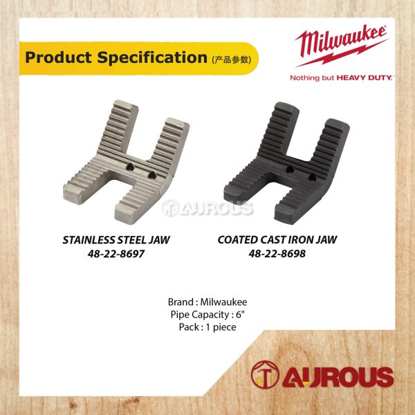 MILWAUKEE STAINLESS STEEL / COATED CAST IRON JAW FOR 6'' LEVELING TRIPOD CHAIN VISE (48-22-8697 , 48-22-8698) - Image 4
