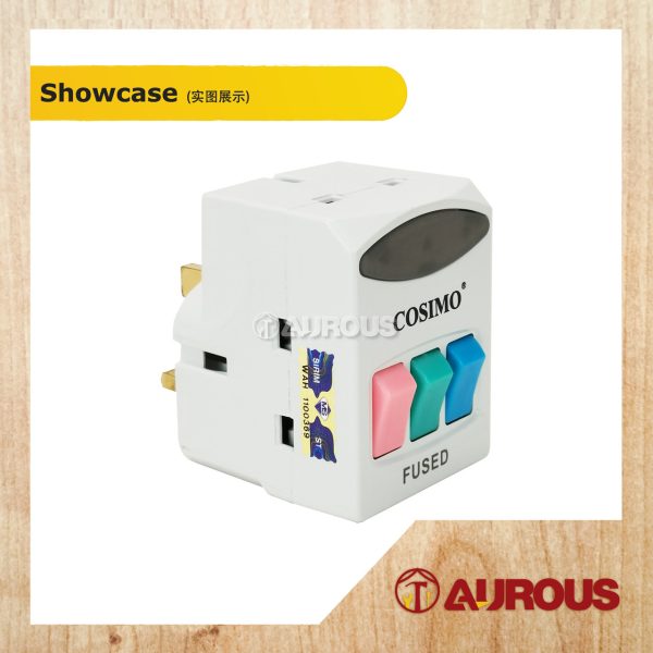 COSIMO 13AMP 3 WAY ADAPTOR WITH 3 SWITCH (SM333N) - Image 3