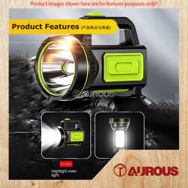 LED OUTDOOR PVC LATERN DC RECHARGEABLE COB TORCH LIGHT STRONG SEARCHLIGHT STANDLIGHT 882B (GREEN BLACK) - Image 7