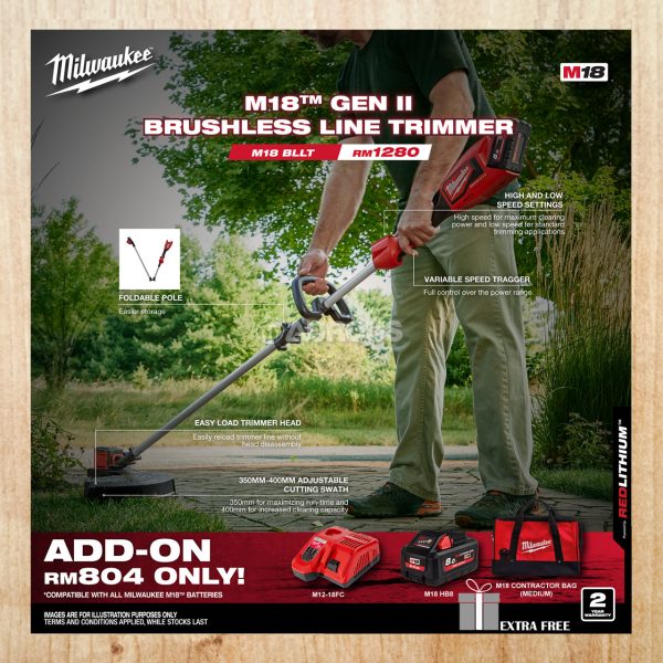 MILWAUKEE M18 GEN 2 BRUSHLESS LINE TRIMMER M18 BLLT-0 (BARE TOOL)