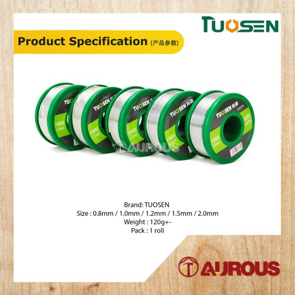 TUOSEN SOLDERING TUBE WIRE WELDING REEL WHEEL TUBE TIN LEAD 120GM (0.8MM - 2.0MM) - Image 4