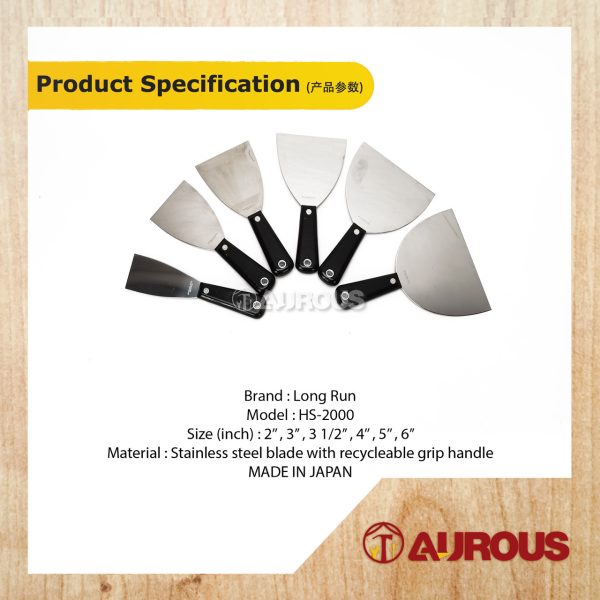 ORIGINAL LONG RUN HS-2000 PROFESSIONAL STAINLESS STEEL BLADE WALL SCRAPER / PENGIKIS DINDING KELULI TAHAN KARAT (MADE IN JAPAN) - Image 5