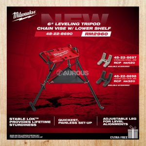 MILWAUKEE 6'' LEVELING TRIPOD CHAIN VISE W/ LOWER SHELF (48-22-8690 , 48-22-8695)