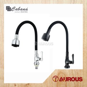 CABANA BRASS PILLAR MOUNTED KITCHEN SINK TAP C/W BLACK FLEXIBLE HOSE WATER TAP (CB2863 / CB2863-BL)