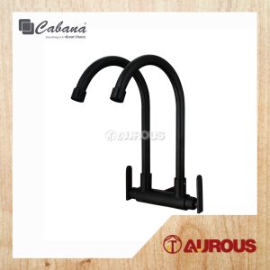 CABANA STAINLESS STEEL 304 WALL MOUNTED DOUBLE SPOUT KITCHEN SINK TAP (CB2548SS-BL)
