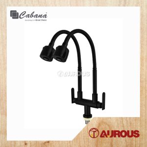 CABANA STAINLESS STEEL 304 PILLAR MOUNTED DOUBLE FLEXIBLE HEAD KITCHEN SINK TAP (CB2545SS-BL)