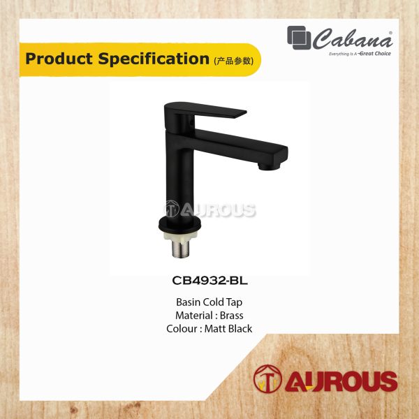 CABANA BATHROOM TOILET BRASS BASIN COLD TAP WATER TAP BASIN FAUCET (CB4932-BL) - Image 2