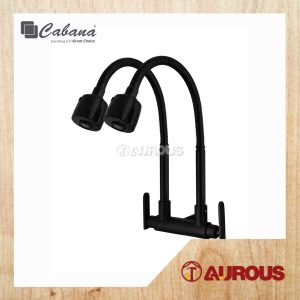 CABANA STAINLESS STEEL 304 WALL MOUNTED DOUBLE FLEXIBLE HEAD KITCHEN SINK TAP (CB2546SS-BL)