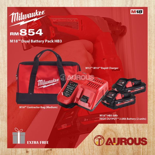 MILWAUKEE M18™ HIGH OUTPUT™ 3.0Ah REDLITHIUM™-ION DUAL BATTERY PACK HB3